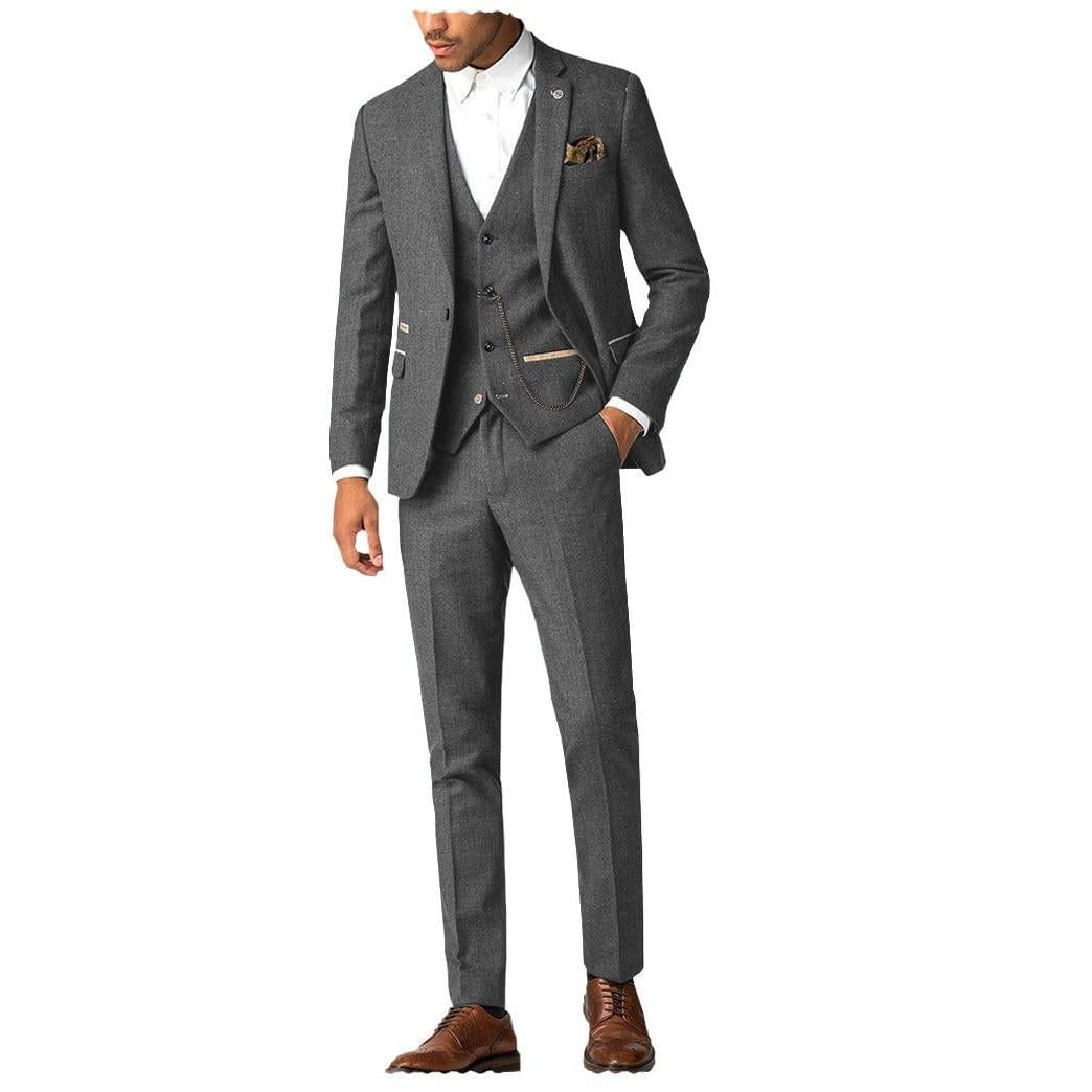 Herringbone 3 Piece Men's Suit for Wedding Graduation(Blazer + Vest + Pants) | Ceehuteey Coffee / 44r Herringbone 3 Piece Men's Suit for Wedding Graduation(Blazer + Vest + Pants) | Ceehuteey Coffee / 44r