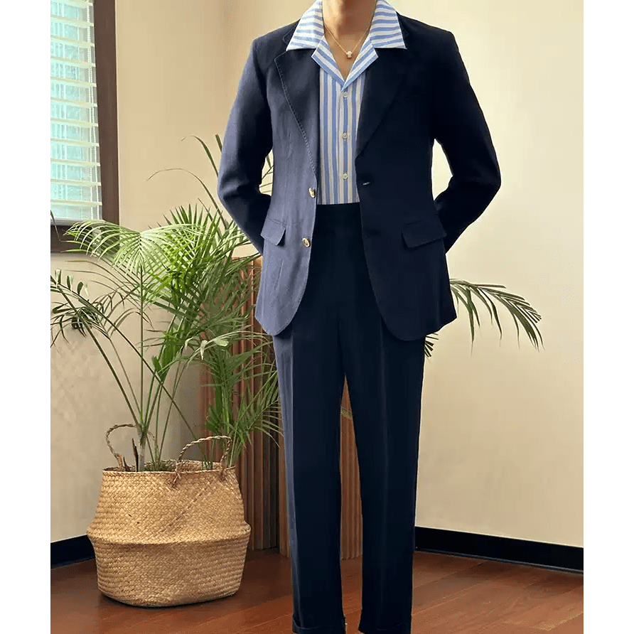 ceehuteey Linen Classic Notch Lapel Leisure suit(Blazer+Pants)
