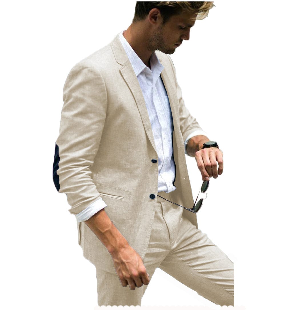 ceehuteey Linen Suits for Men Wedding 2 Piece Slim Fit Casual Summer Grooms (Blazer+Pants)