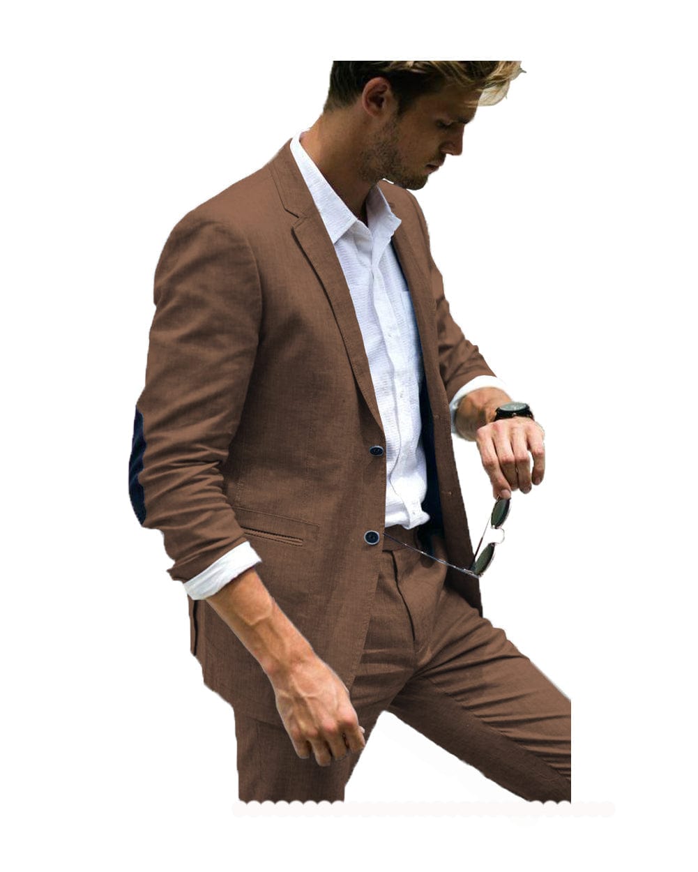 ceehuteey Linen Suits for Men Wedding 2 Piece Slim Fit Casual Summer Grooms (Blazer+Pants)