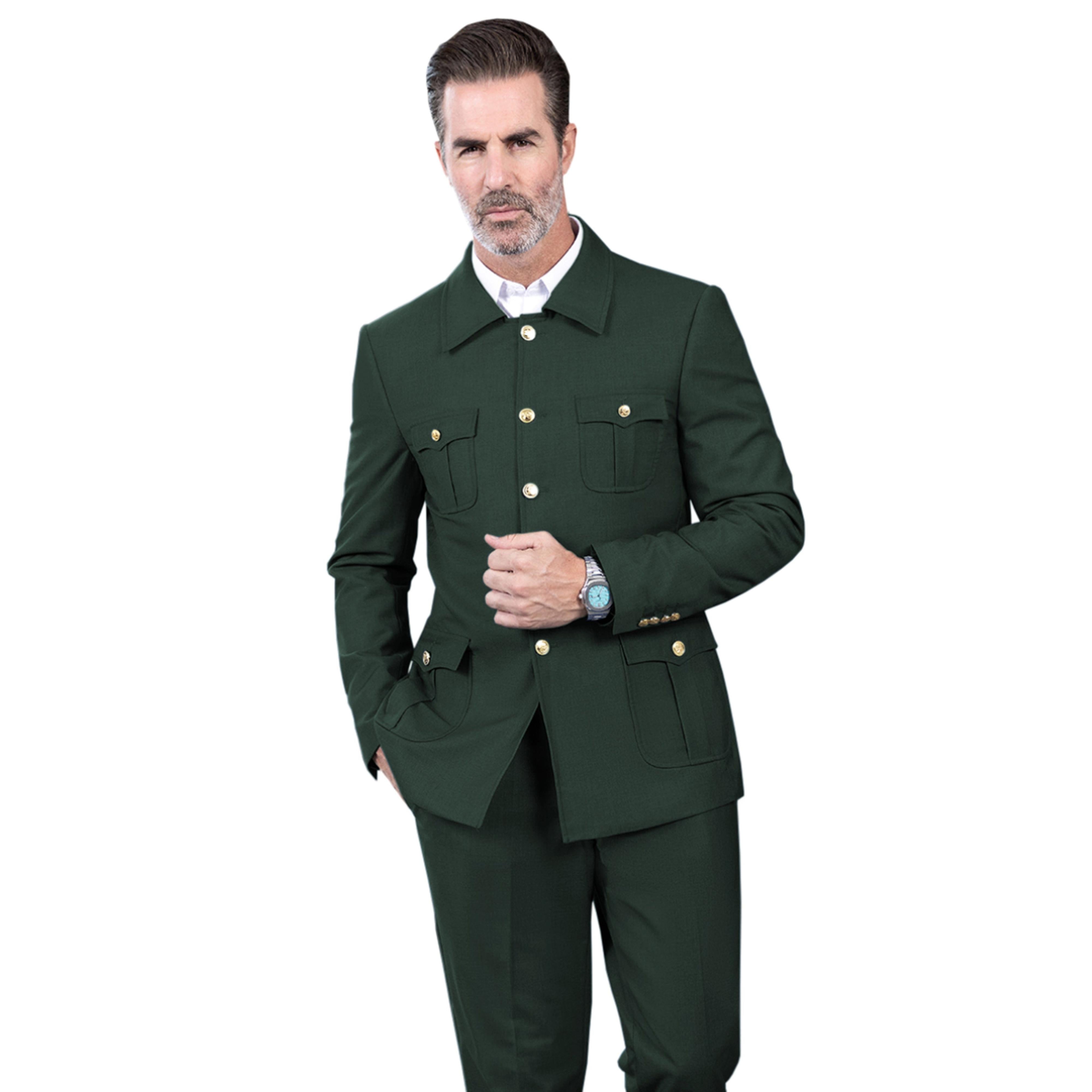 ceehuteey Men's 2 Piece Lapel With Metal Clasp Classic Fit vintage Suit