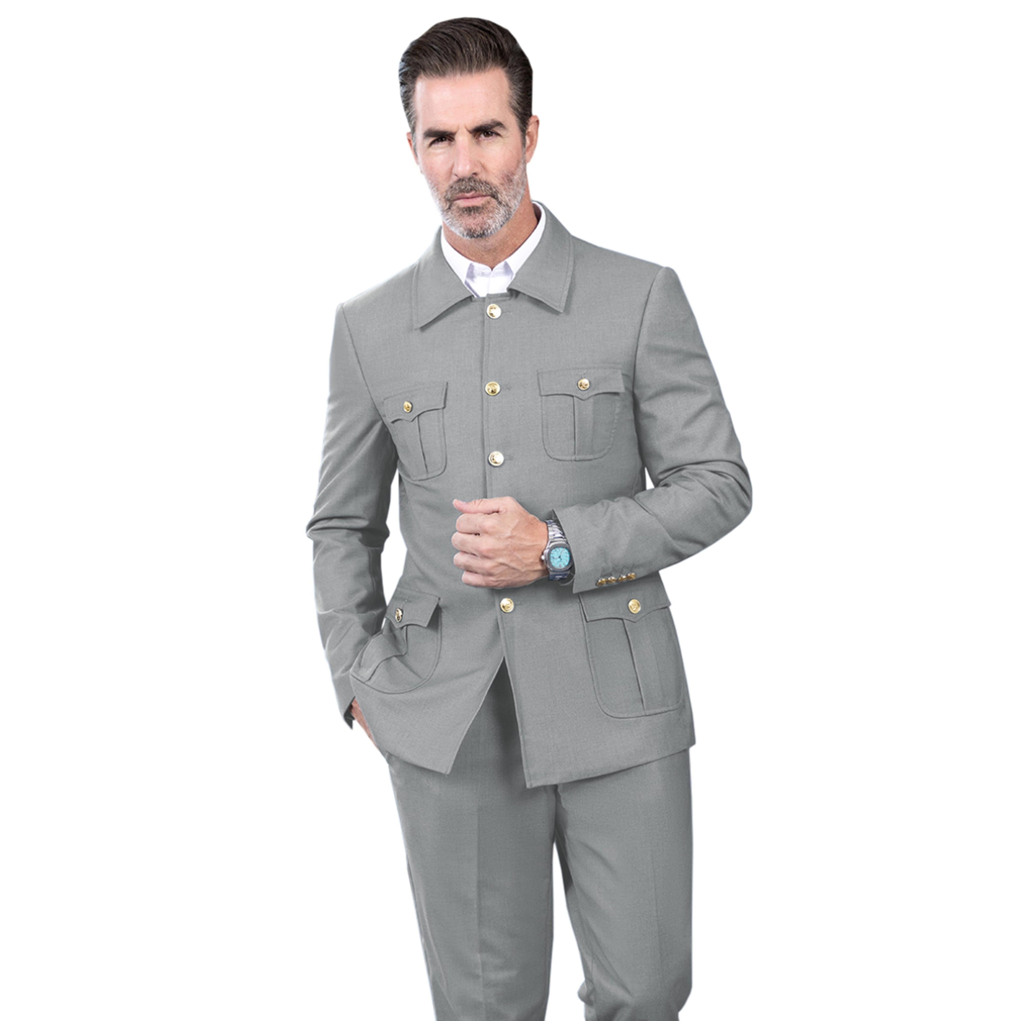 ceehuteey Men's 2 Piece Lapel With Metal Clasp Classic Fit vintage Suit