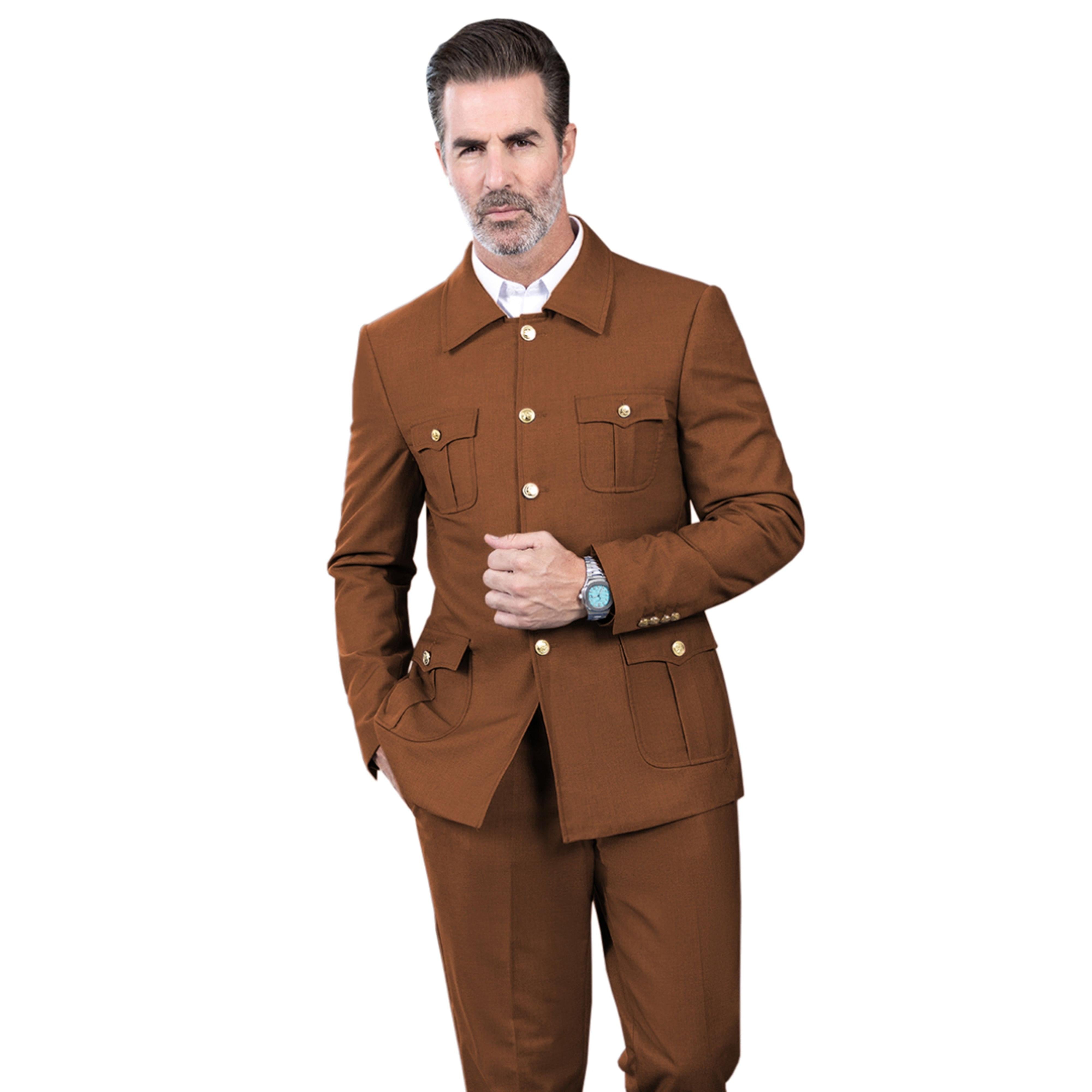 ceehuteey Men's 2 Piece Lapel With Metal Clasp Classic Fit vintage Suit