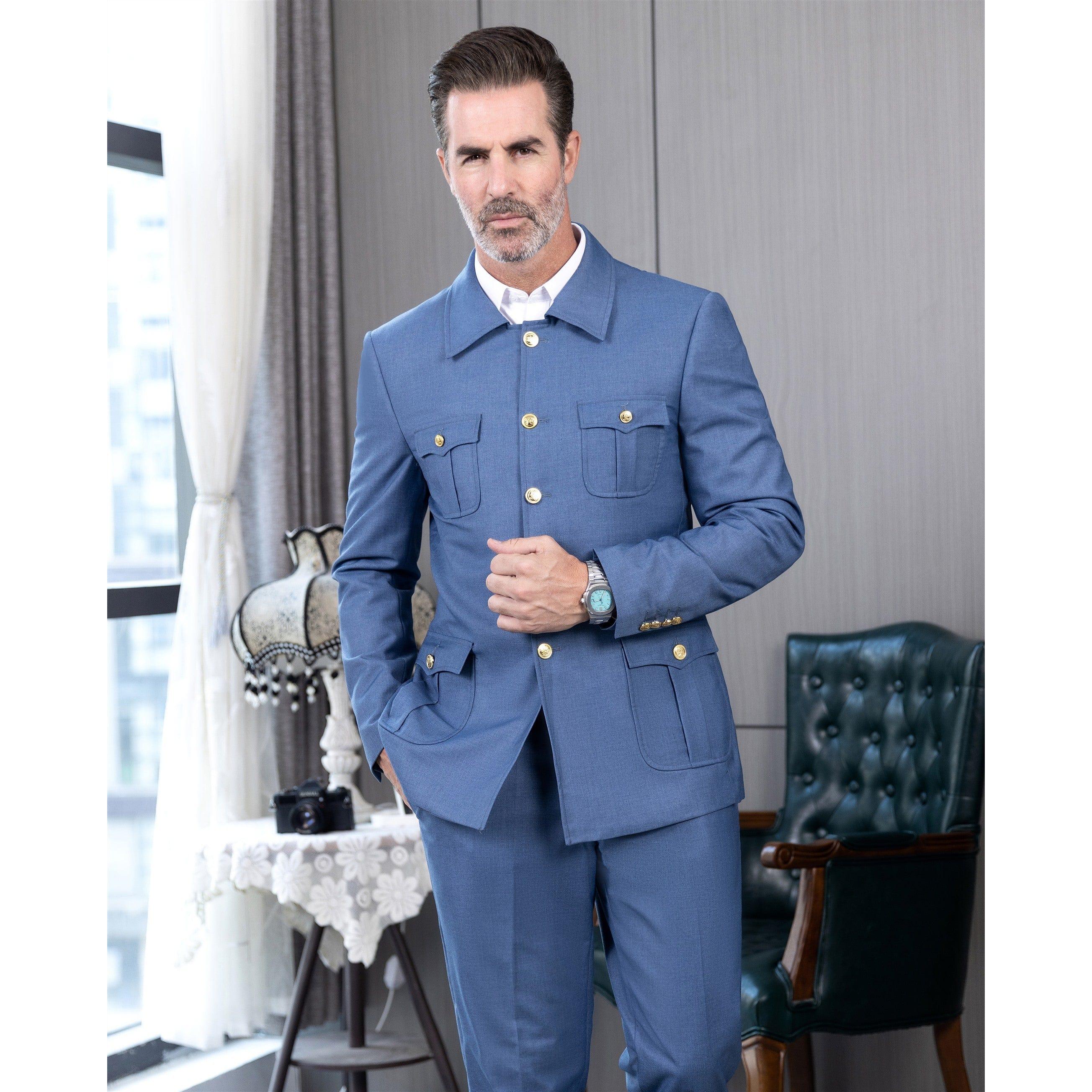 ceehuteey Men's 2 Piece Lapel With Metal Clasp Classic Fit vintage Suit