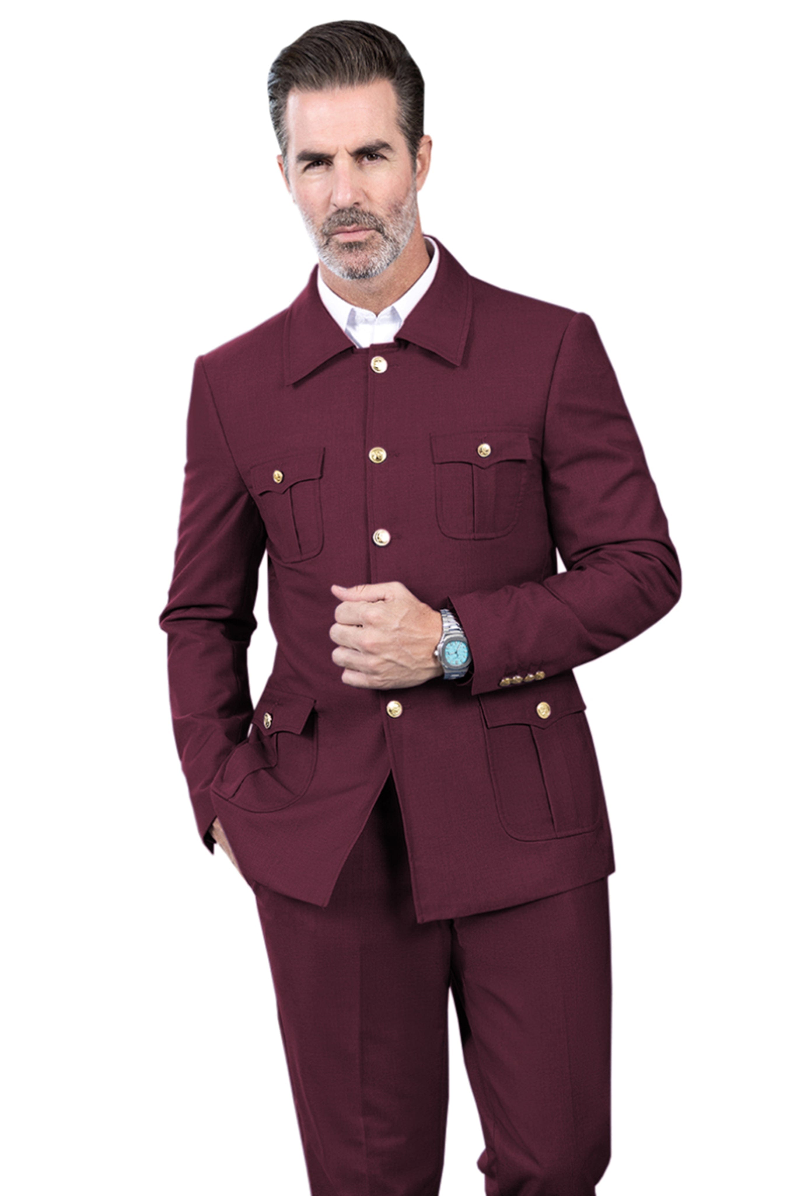 ceehuteey Men's 2 Piece Lapel With Metal Clasp Classic Fit vintage Suit