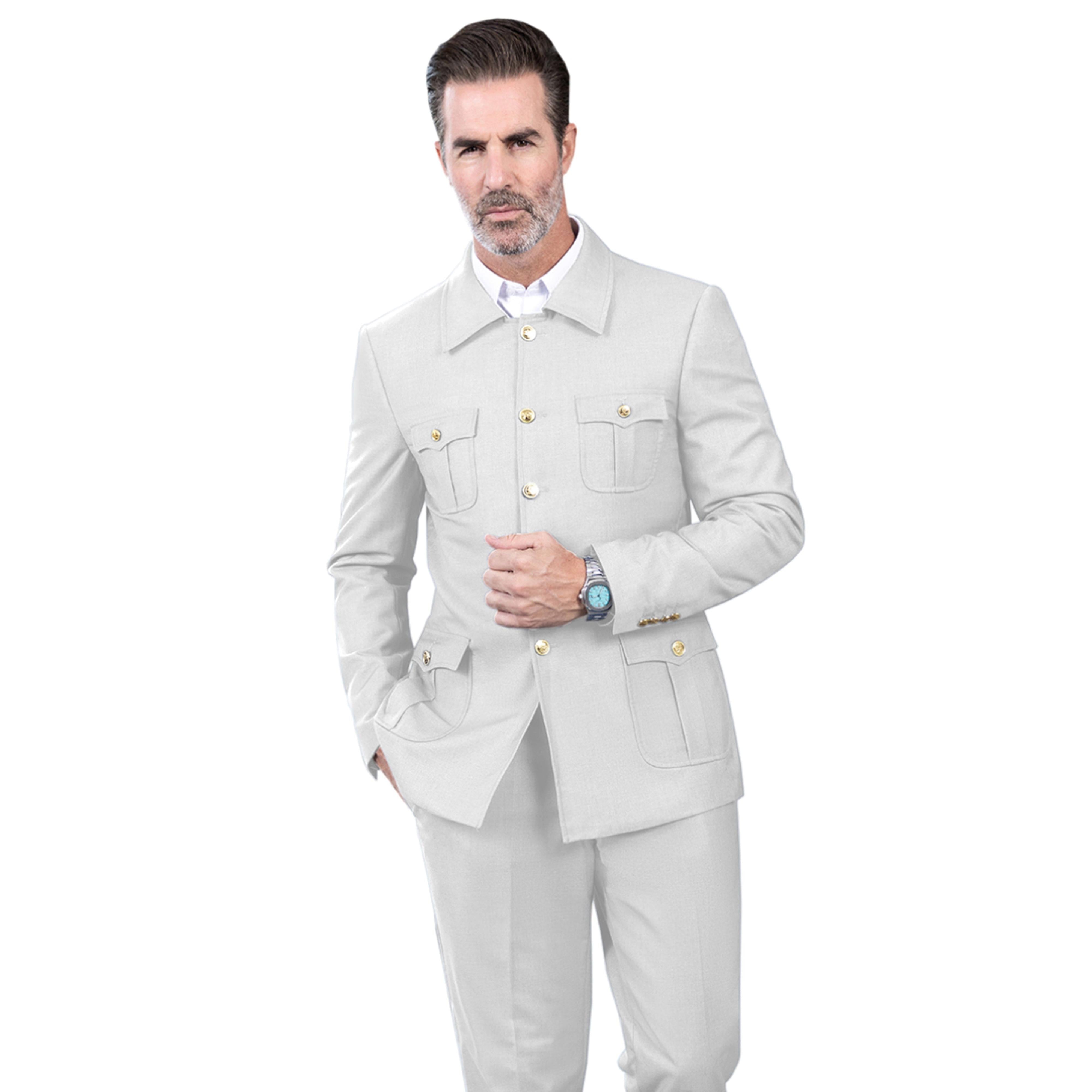 ceehuteey Men's 2 Piece Lapel With Metal Clasp Classic Fit vintage Suit