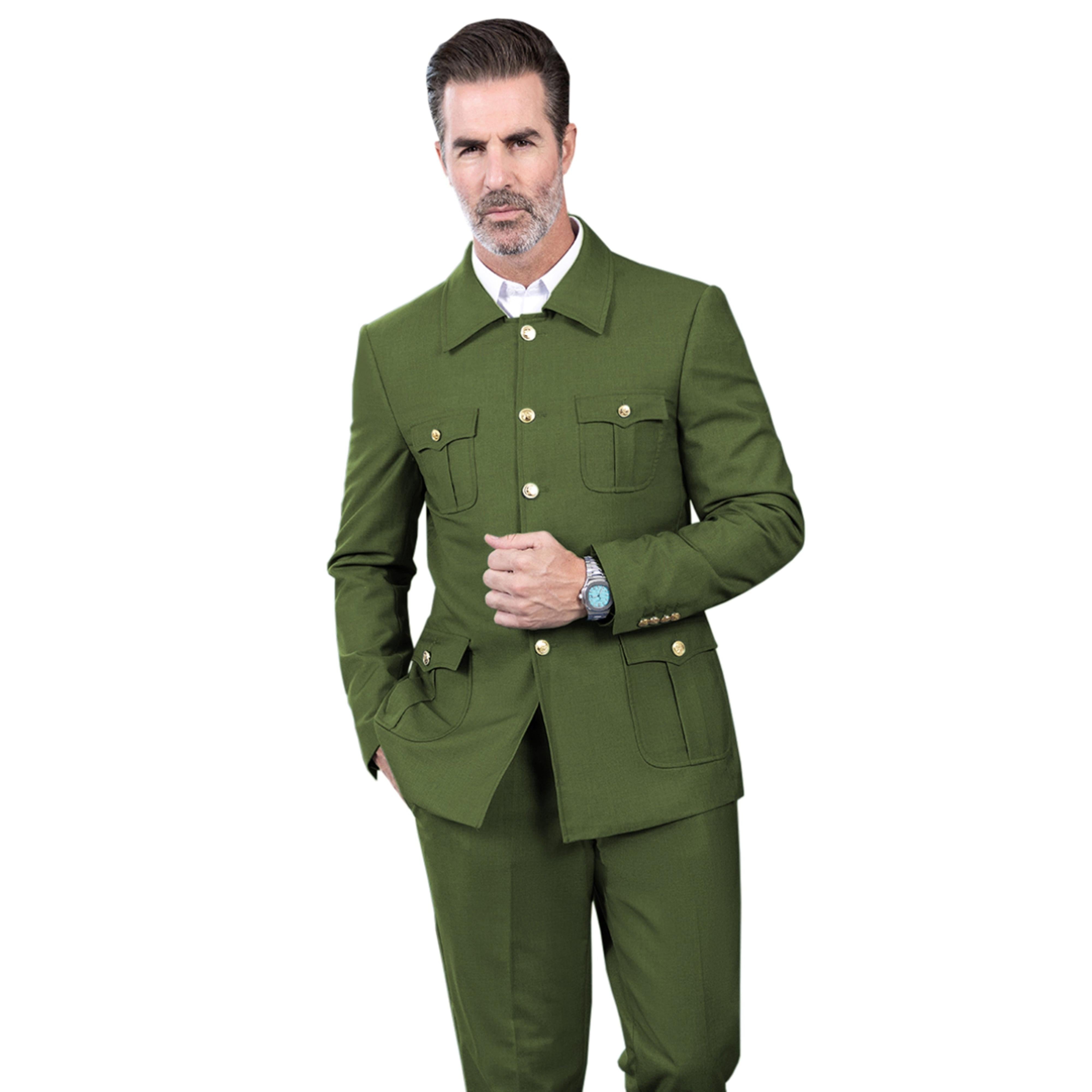 ceehuteey Men's 2 Piece Lapel With Metal Clasp Classic Fit vintage Suit