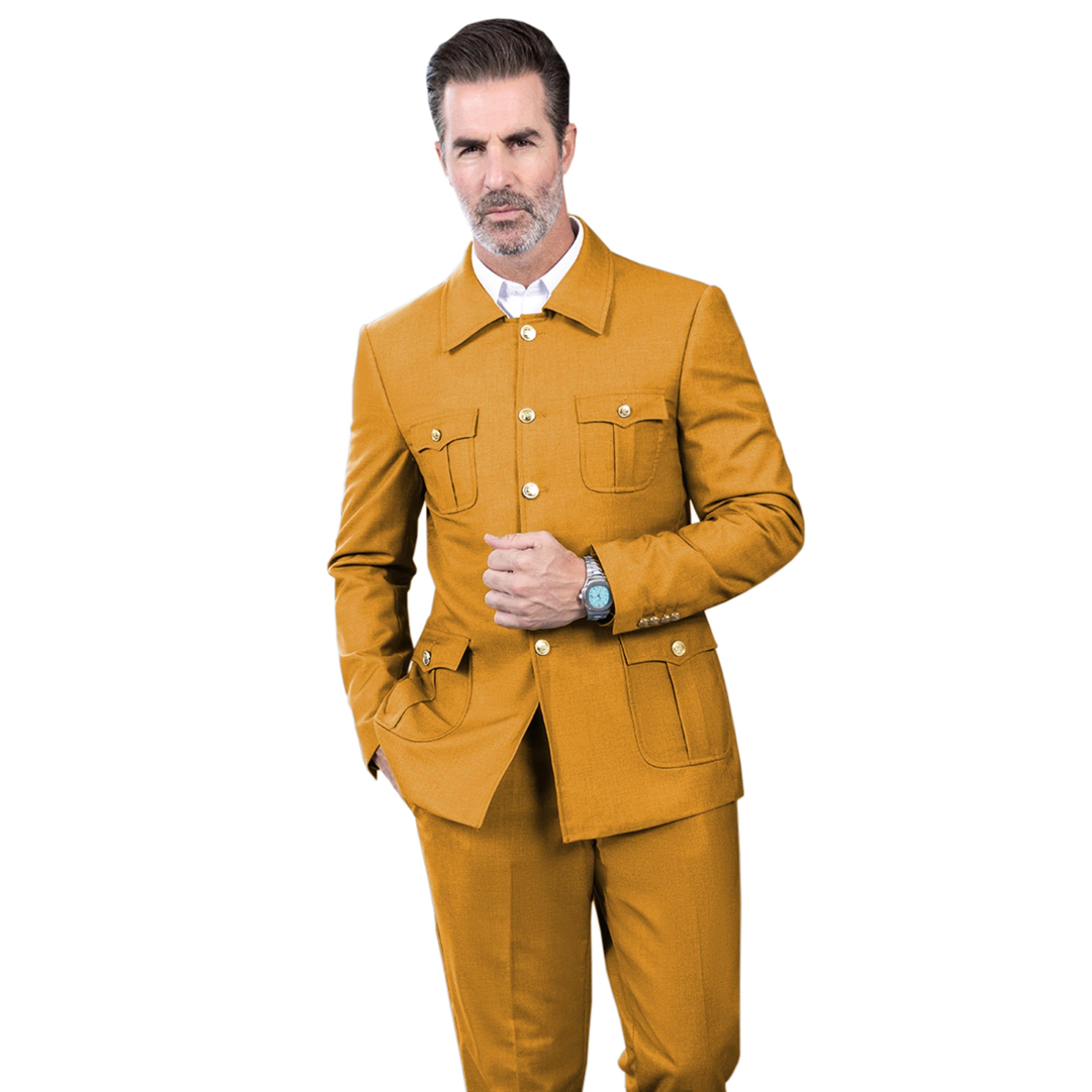 ceehuteey Men's 2 Piece Lapel With Metal Clasp Classic Fit vintage Suit