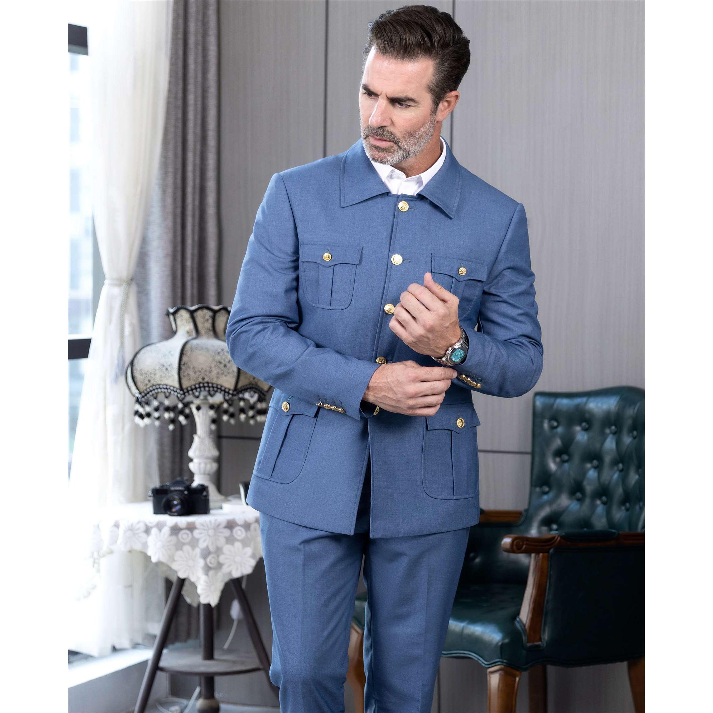 ceehuteey Men's 2 Piece Lapel With Metal Clasp Classic Fit vintage Suit