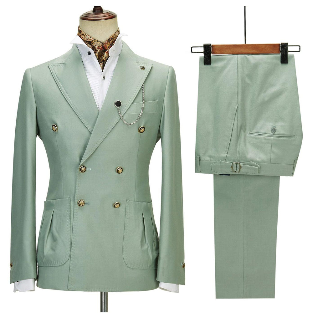 Silver Men's Casual 2 Piece Suit Notch Lapel Flat Tuxedos Set CN464 main image 0