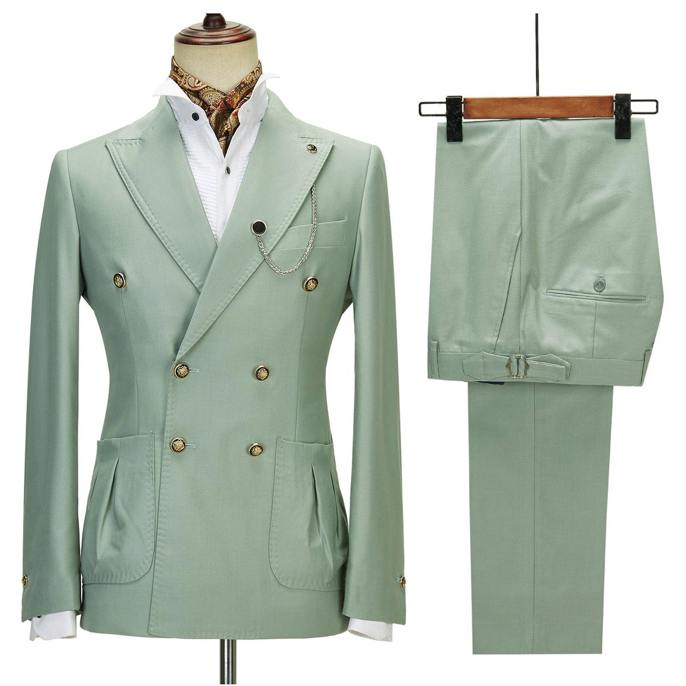 ceehuteey Men's 2 Piece Peak Lapel With Metal Clasp Slim Fit  Stylish Tuxedo Suit Set