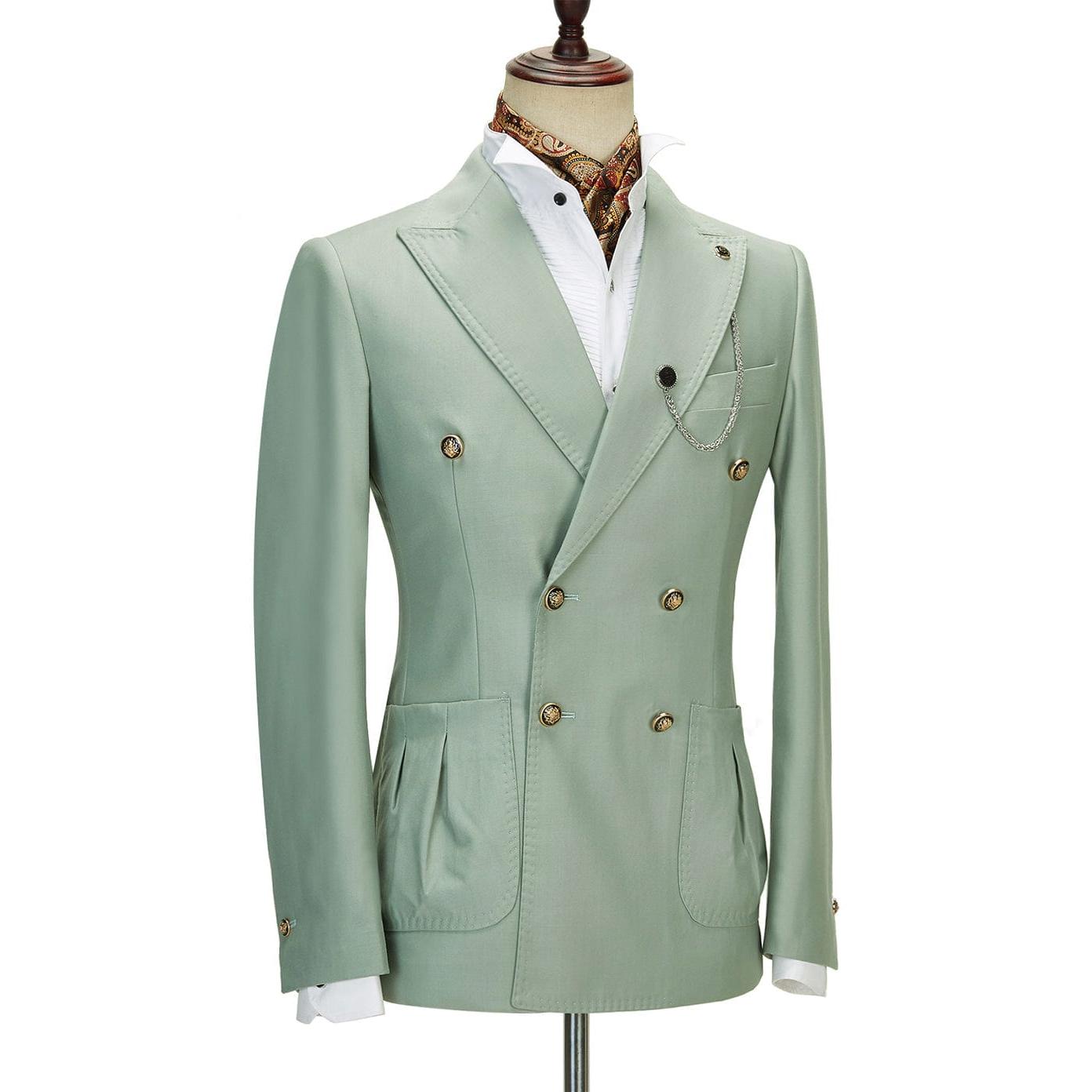 ceehuteey Men's 2 Piece Peak Lapel With Metal Clasp Slim Fit  Stylish Tuxedo Suit Set