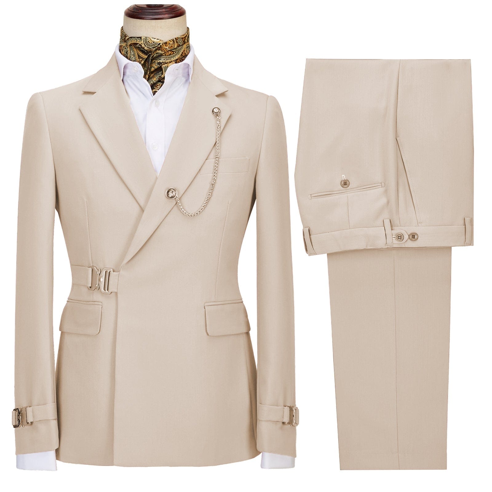 Men Suits Brown 3 Piece Slim Fit Two Button Wedding Groom Party Wear Coat  Pant, Camel Brown Pinstripe Suit for Men, Slim Fit Italian Suit 