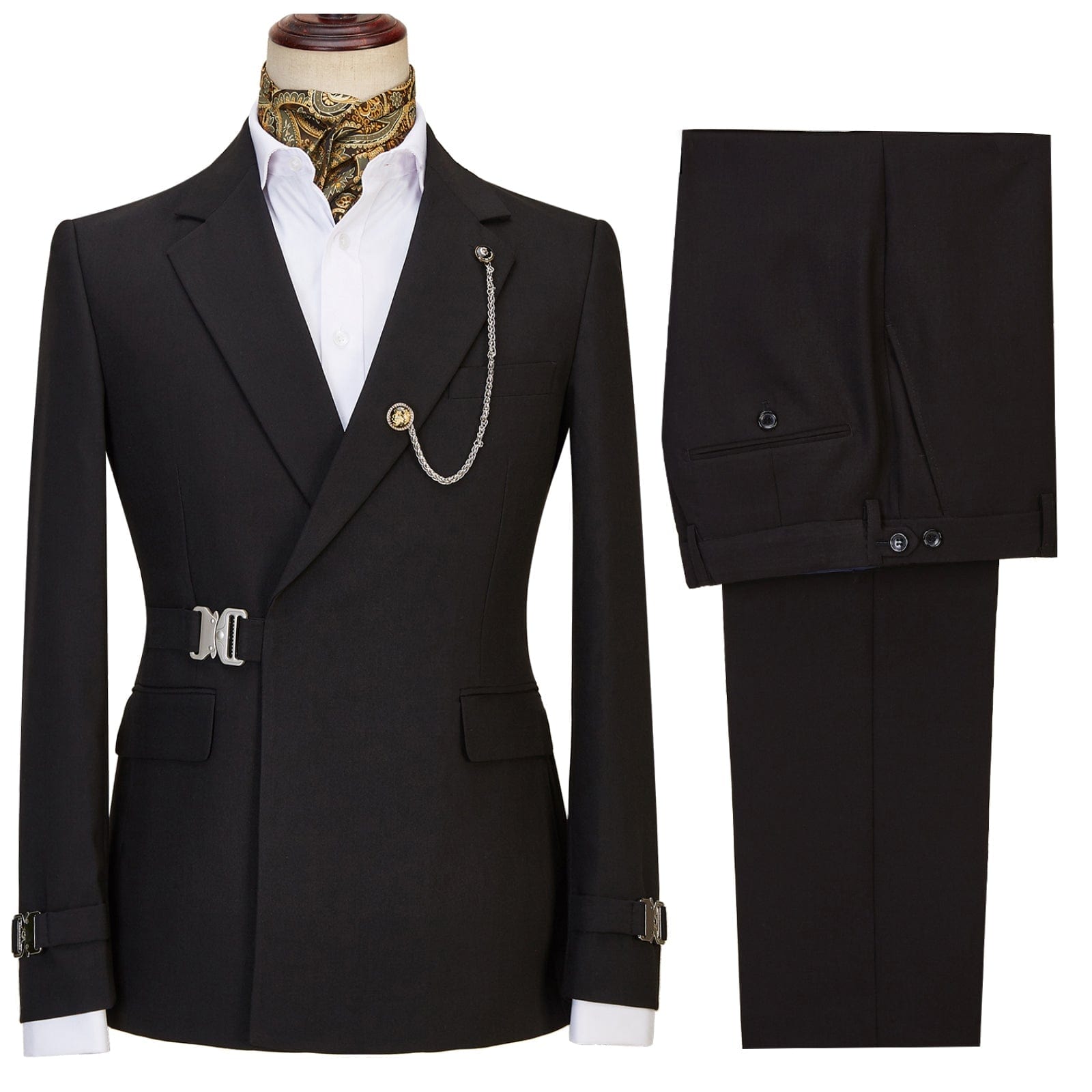 ceehuteey Men's 2 Piece Suit with Metal Clasp Slim Fit Suit Stylish Tuxedo Suit Set