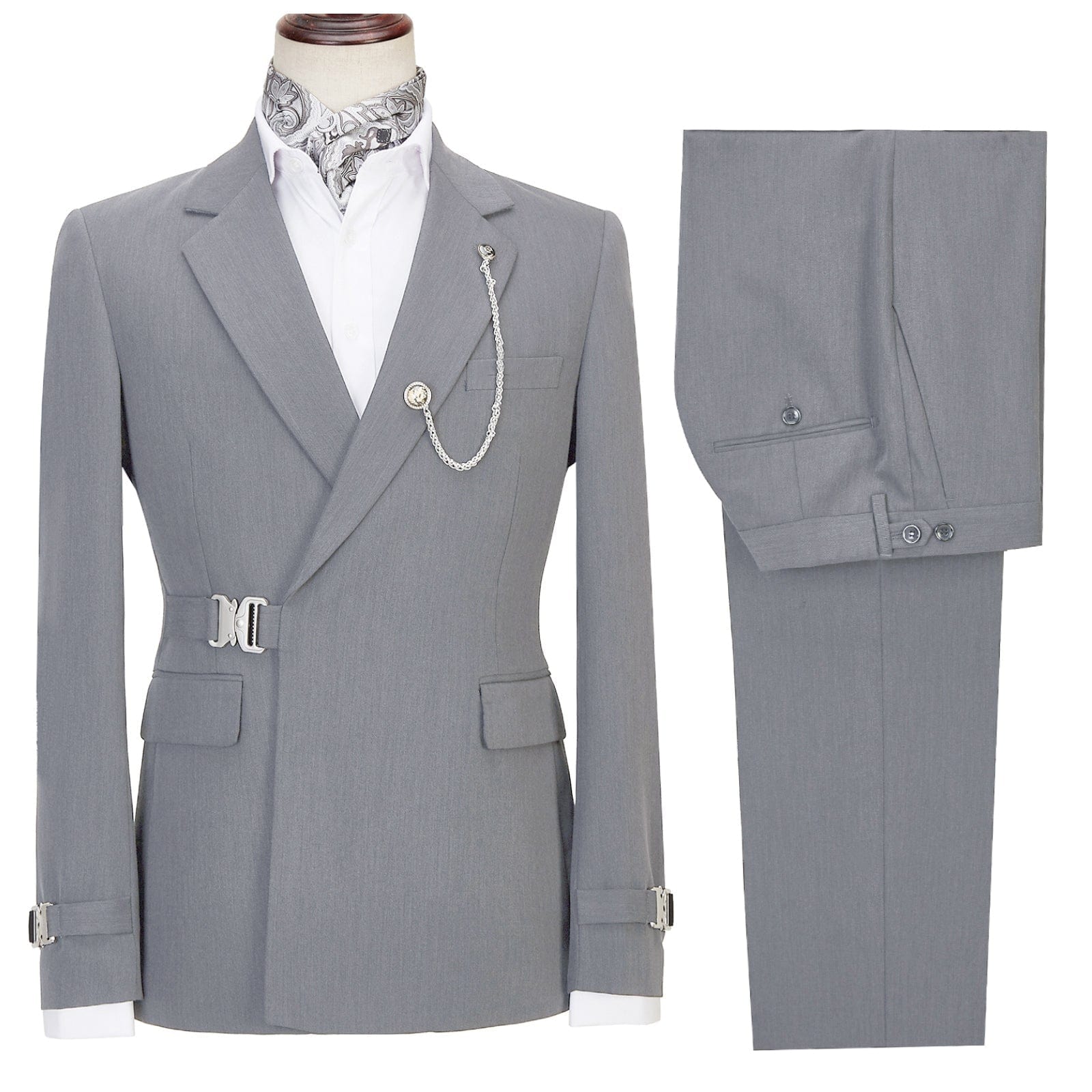 Men's 2 Piece Suit with Metal Clasp Slim Fit Suit Stylish Tuxedo