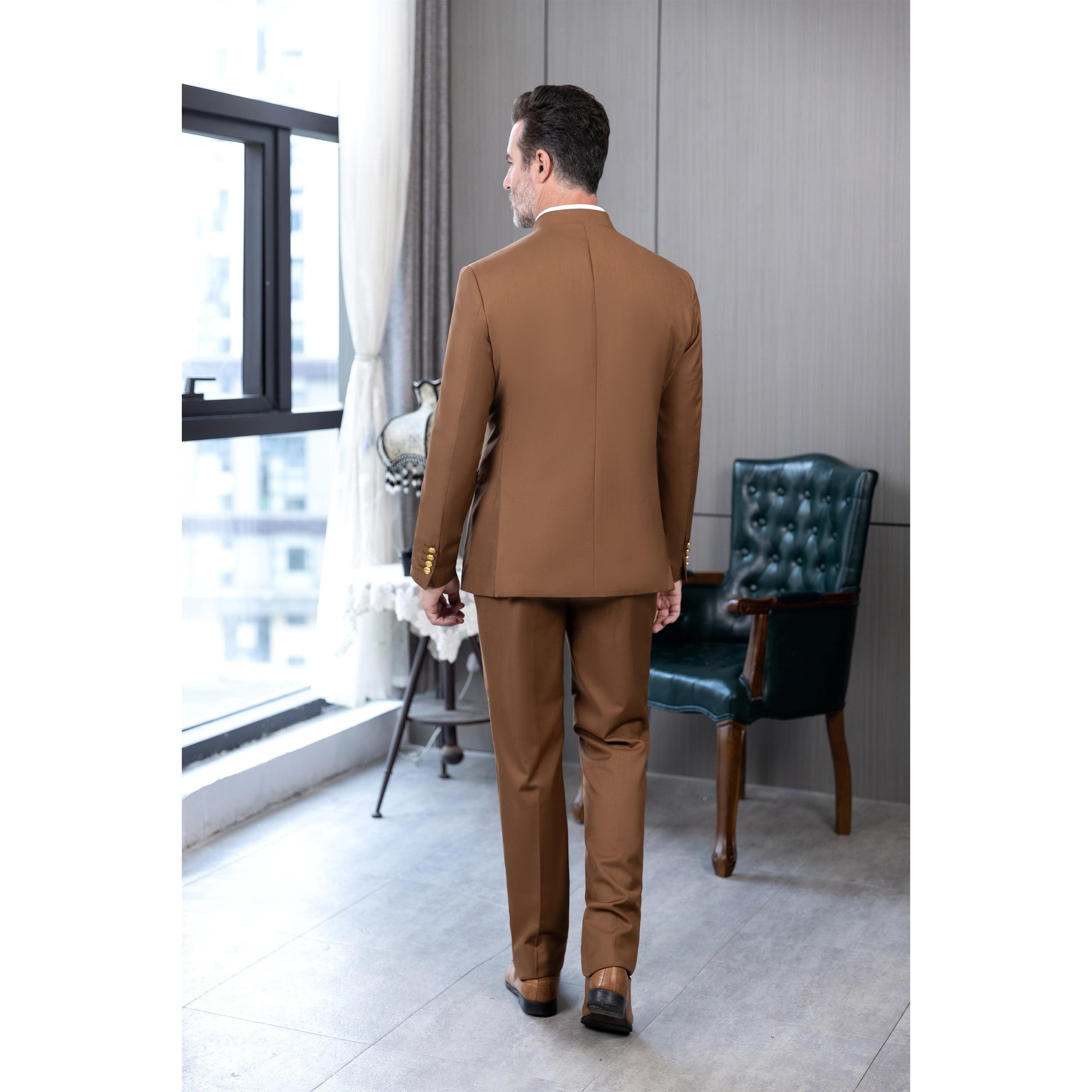 ceehuteey Men's 2 Piece With Metal Clasp Classic Fit vintage Double Breasted Suit