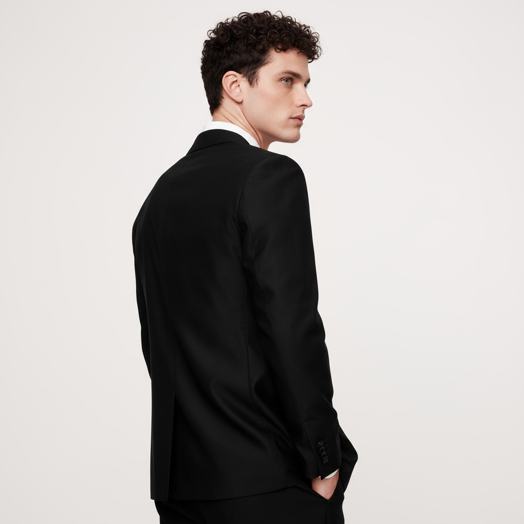 ceehuteey Men's 2 Pieces Black Signature Fashion Notch Lapel Business Multiple Occasions Suit (Blazer+Pants)