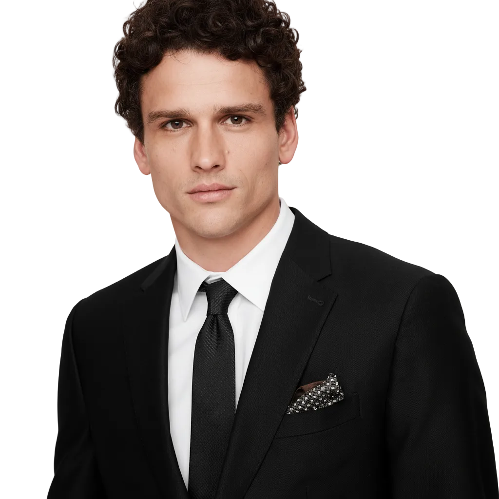 ceehuteey Men's 2 Pieces Black Signature Fashion Notch Lapel Business Multiple Occasions Suit (Blazer+Pants)