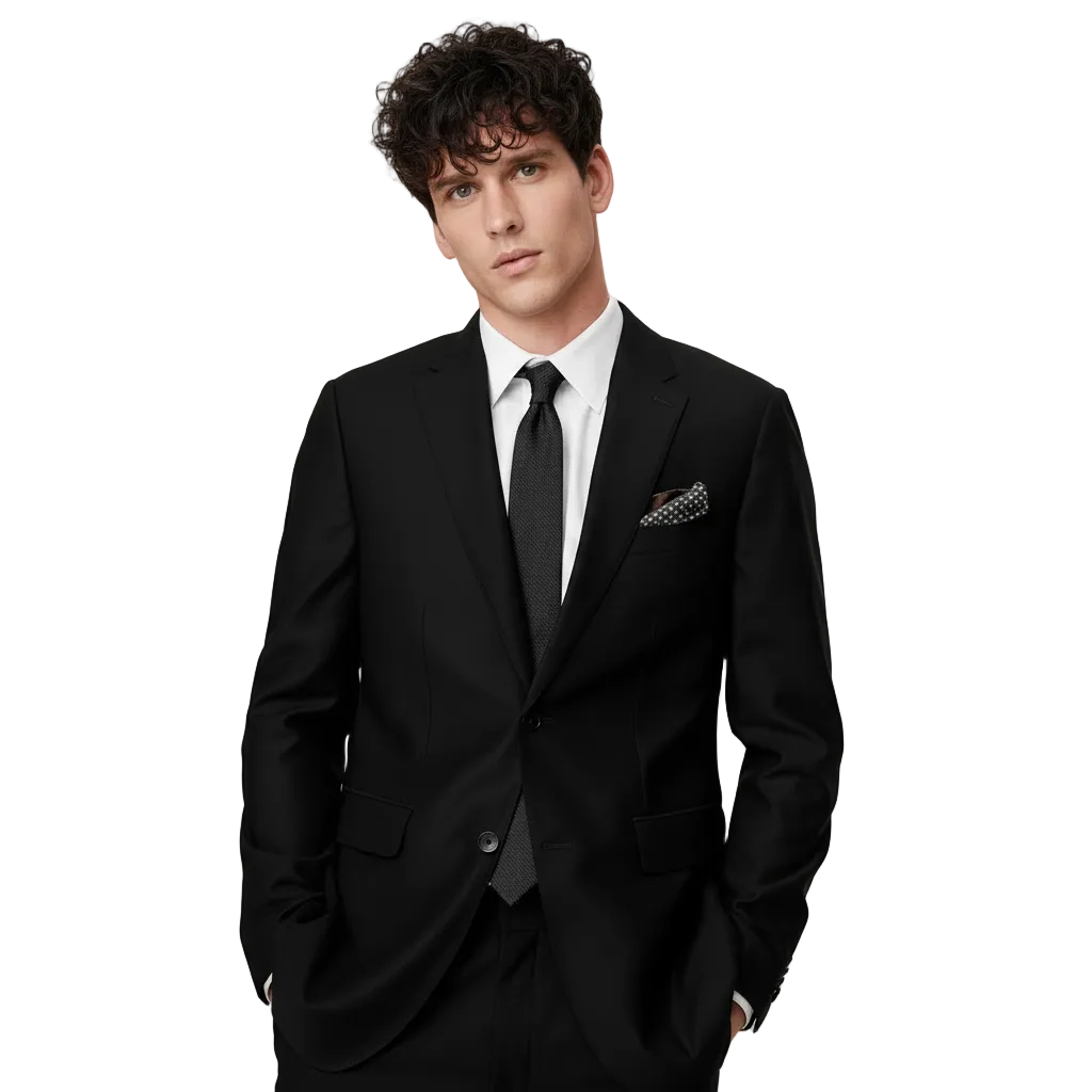 ceehuteey Men's 2 Pieces Black Signature Fashion Notch Lapel Business Multiple Occasions Suit (Blazer+Pants)