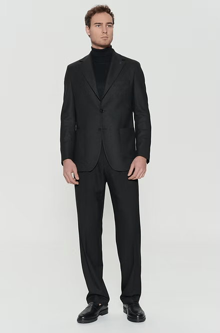 ceehuteey Men's 2 Pieces Black Signature Fashion Notch Lapel Business Occasions Suit (Blazer+Pants)
