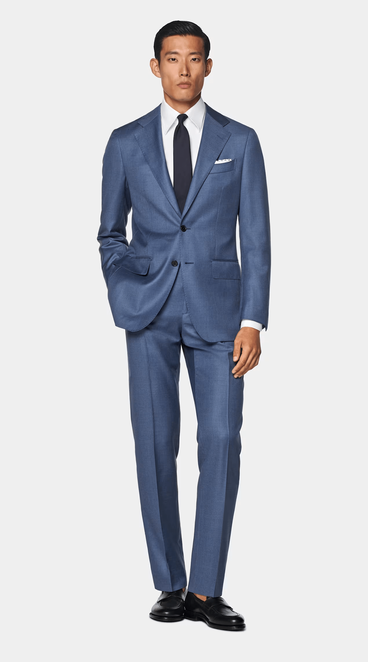 ceehuteey Men's 2 Pieces Blue Business Formal Notch Lapel Suit (Blazer+Pants)