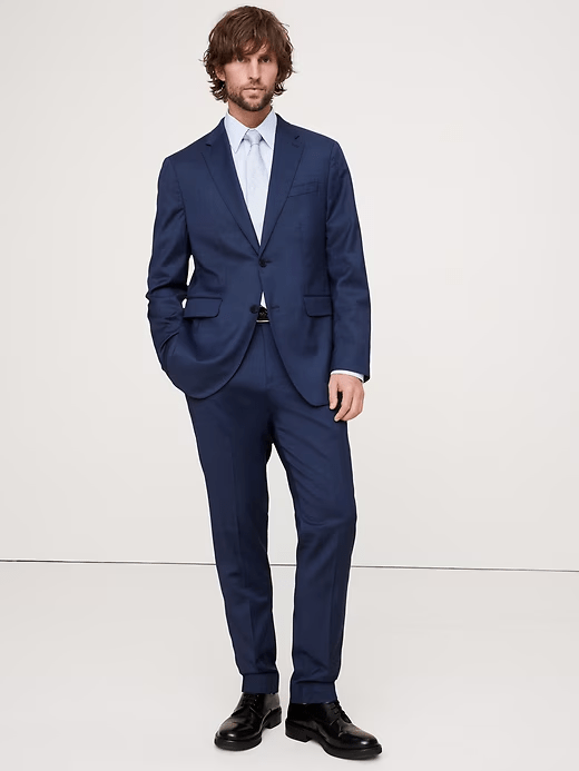 ceehuteey Men's 2 Pieces Blue Signature Fashion Notch Lapel Business Multiple Occasions Suit (Blazer+Pants)