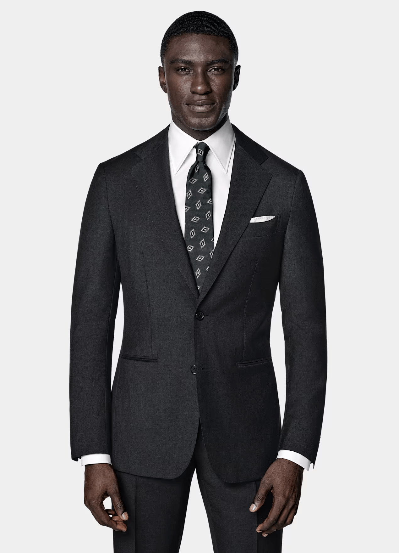 ceehuteey Men's 2 Pieces Business Formal Notch Lapel Dark Grey Suit (Blazer+Pants)