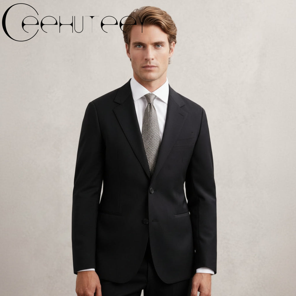 ceehuteey Men's 2 Pieces Business Peak lapel Fashion Suit (Blazer+Pants)