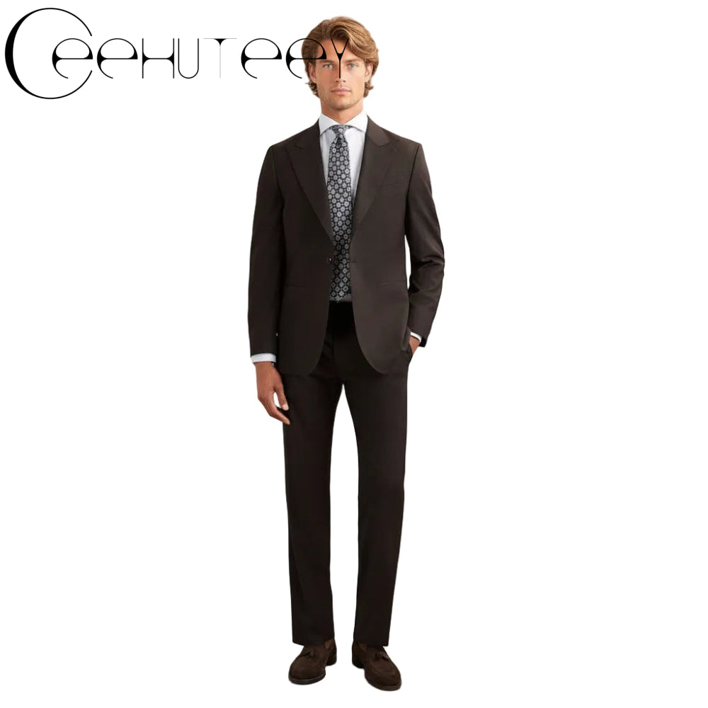 ceehuteey Men's 2 Pieces Business Peak lapel Fashion Suit (Blazer+Pants)