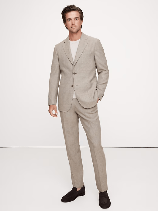 ceehuteey Men's 2 Pieces Camel Tweed Wool Herringbone Fashion Notch Lapel Suit (Blazer+Pants)
