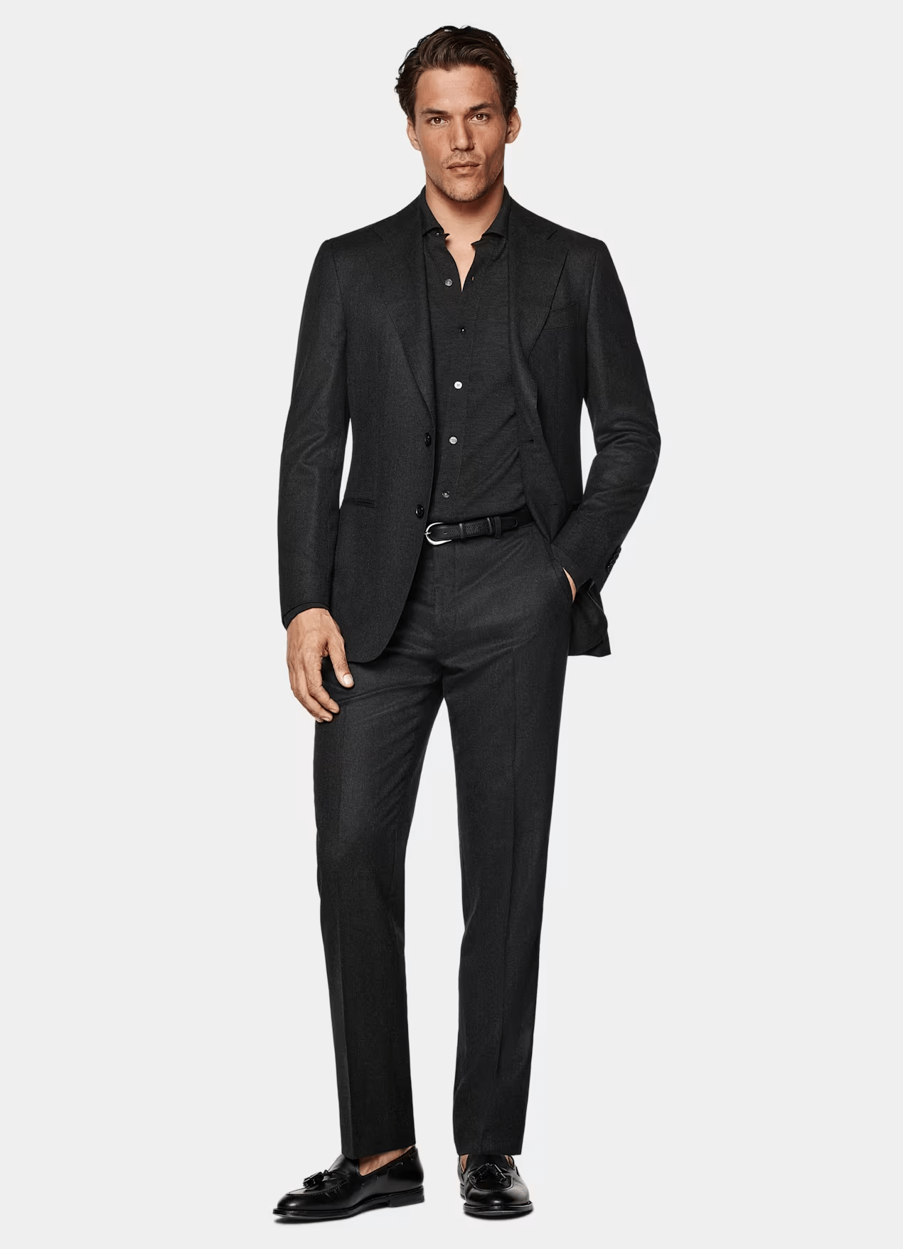 ceehuteey Men's 2 Pieces Dark Grey Business Formal Notch Lapel Suit (Blazer+Pants)
