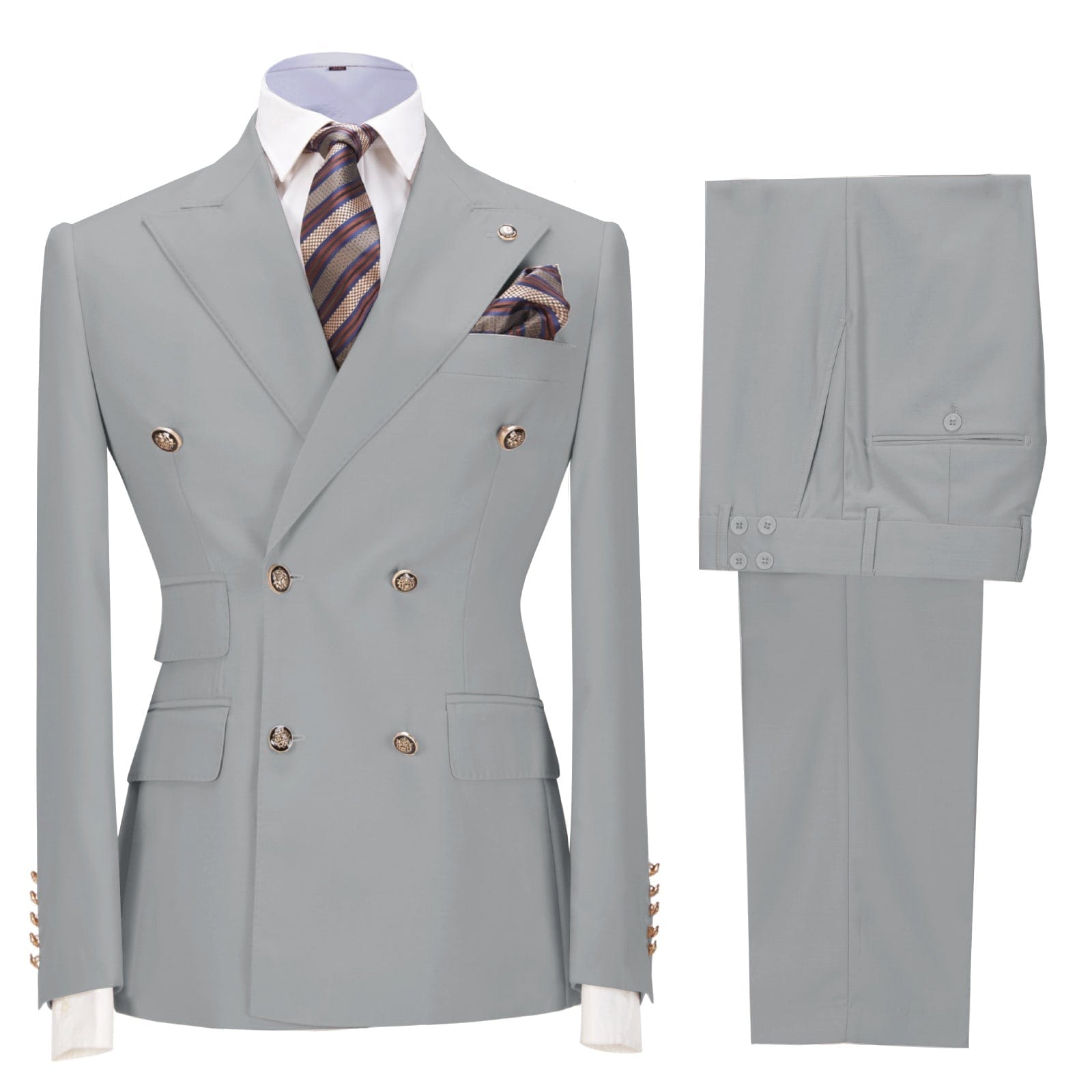 ceehuteey Men's 2 Pieces Double Breasted Slim Fit Peak Lapel Gent Suit (Blazer+Pants)