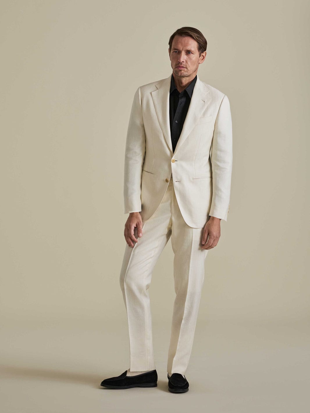 ceehuteey Men's 2 Pieces Fashion Linen Notch Lapel Mens Suit (Blazer+Pants)