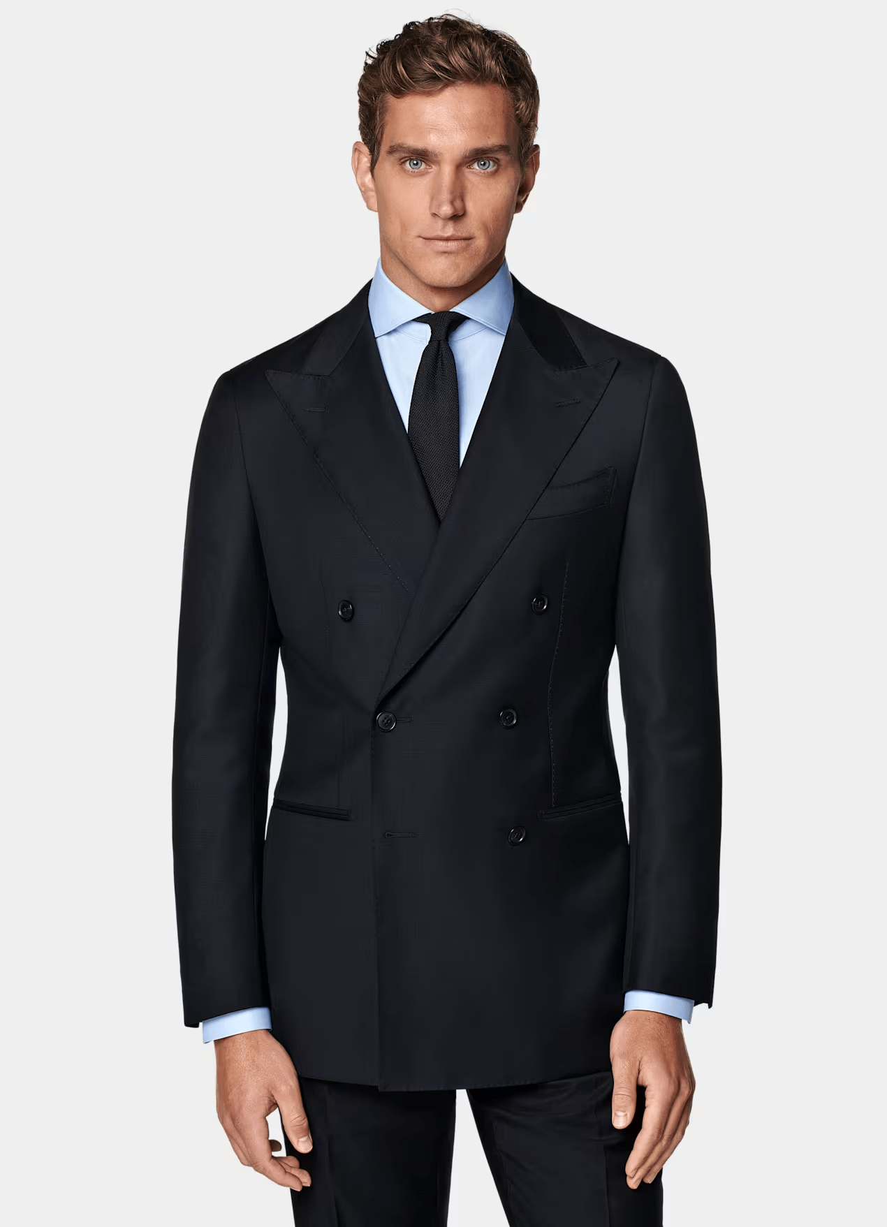 ceehuteey Men's 2 Pieces Navy Double Breasted Notch Lapel Fashion Leisure Suit (Blazer+Pants)