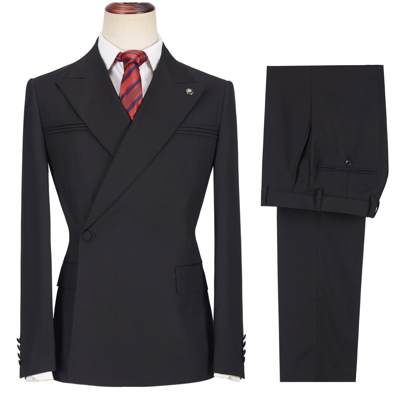 ceehuteey Men's 2 Pieces Peak Lapel Slim Fit One Button Gent Suit (Blazer+Pants)