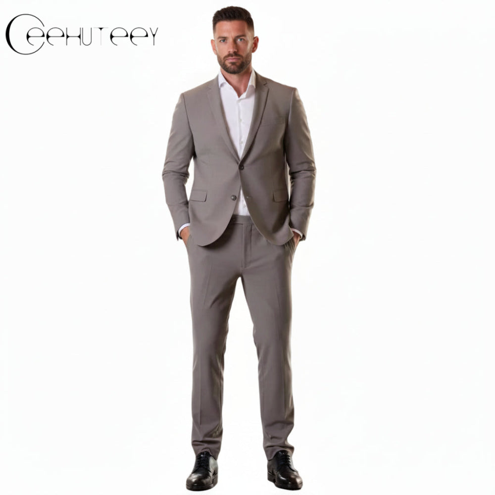 ceehuteey Men's 2 Pieces Single Breasted Peak lapel Multiple occasions Mens Suit (Blazer+Pants)