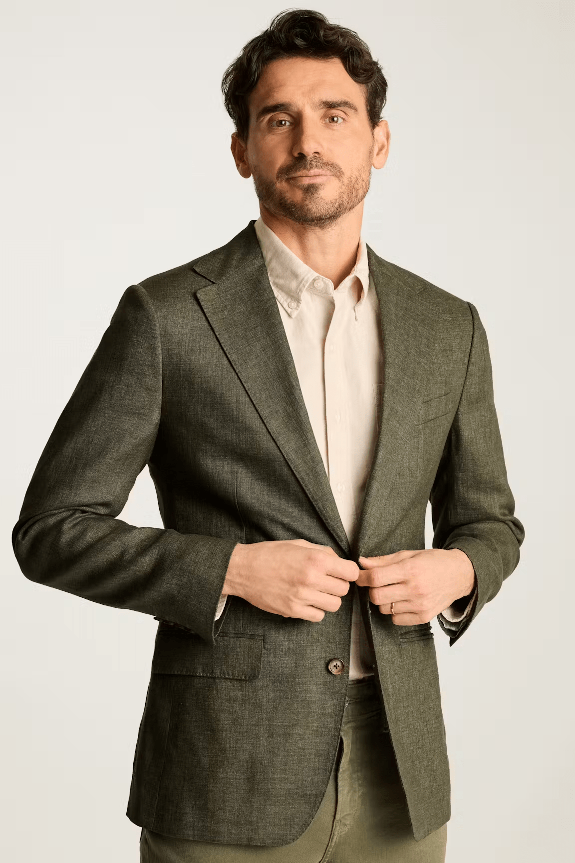ceehuteey Men's 2 Pieces Summer Linen Cotton Dark Green Leisure Notch Lapel Suit (Blazer+Pants)