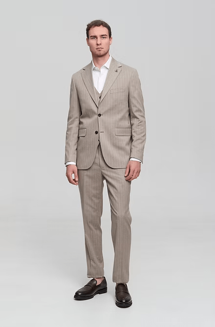 ceehuteey Men's 2 Pieces vertical striped stylish Fashion multi-scene suit (Blazer+Pants)