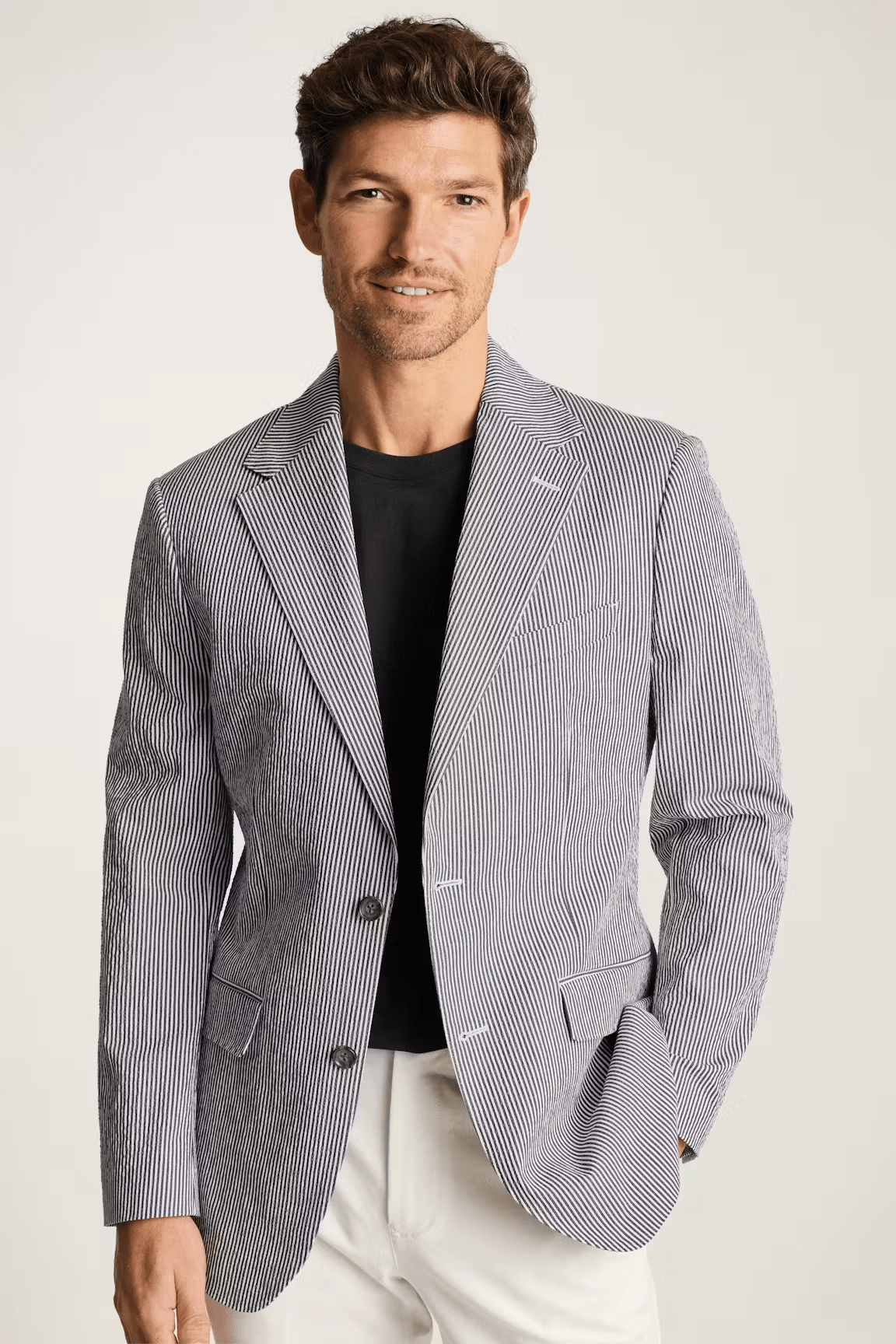 ceehuteey Men's 2 Pieces vertical striped stylish Fashion multi-scene suit (Blazer+Pants)