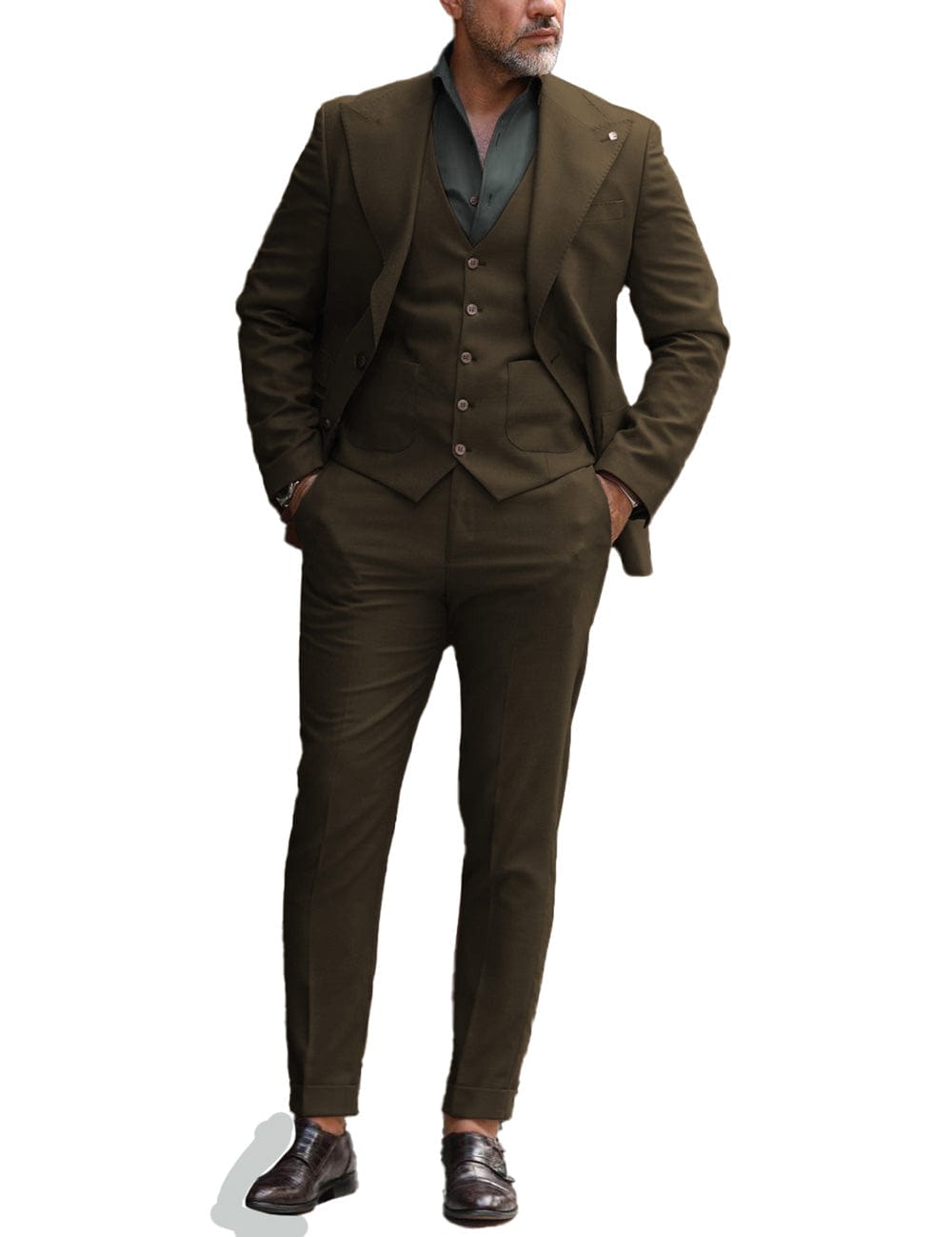 ceehuteey Men's 3 Piece Slim Fit Peak Lapel Suit for Graduation (Blazer+Vest+Pants)