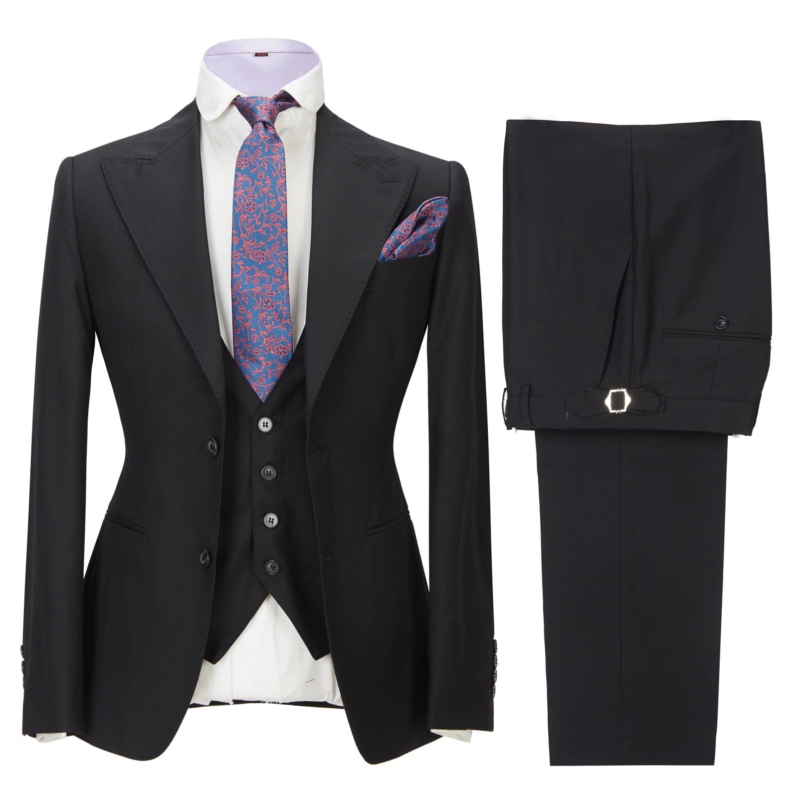 ceehuteey Men's 3 Piece Suit Regular Fit Peak Lapel Tuxedo Suits (Blazer+vest+Pants)