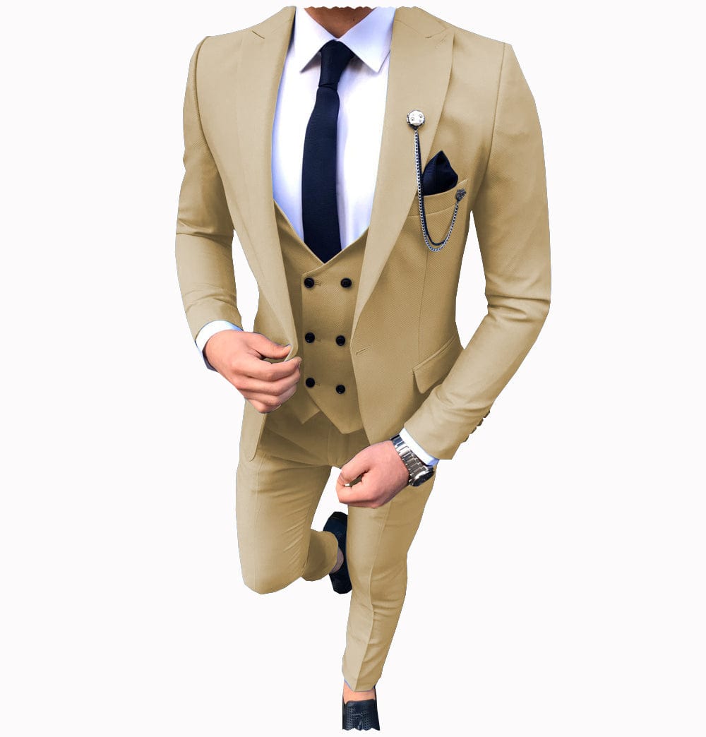 ceehuteey Men's 3 Piece Suit Slim Fit Suits One Button Formal Wedding Prom Suits (Blazer + Vest + Pants)