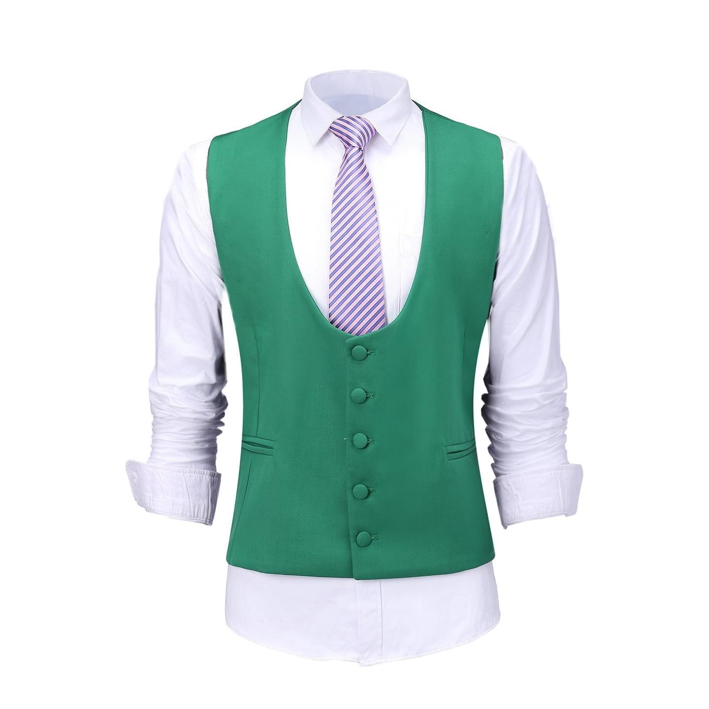 ceehuteey Men's 3 Piece Suits Slim Fit One Button Blazer Vest Pant Wedding