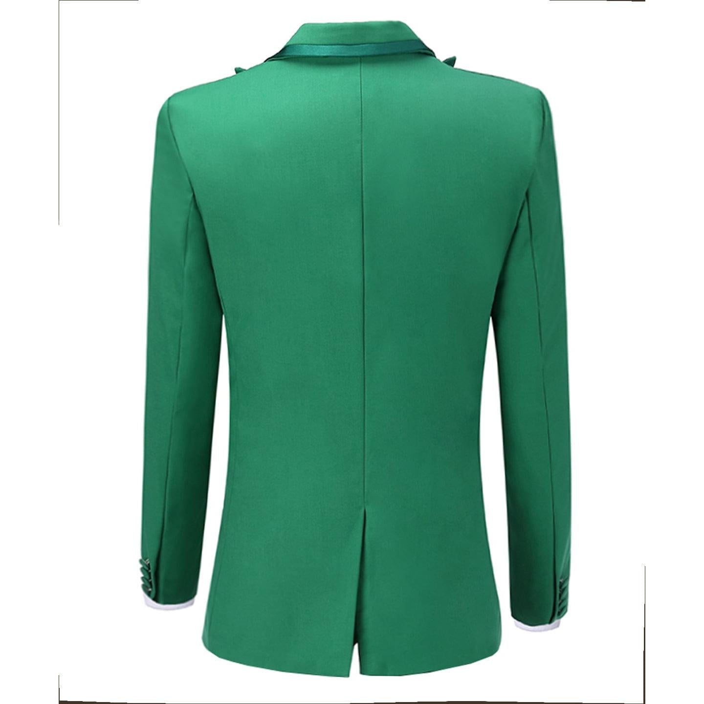 ceehuteey Men's 3 Piece Suits Slim Fit One Button Blazer Vest Pant Wedding