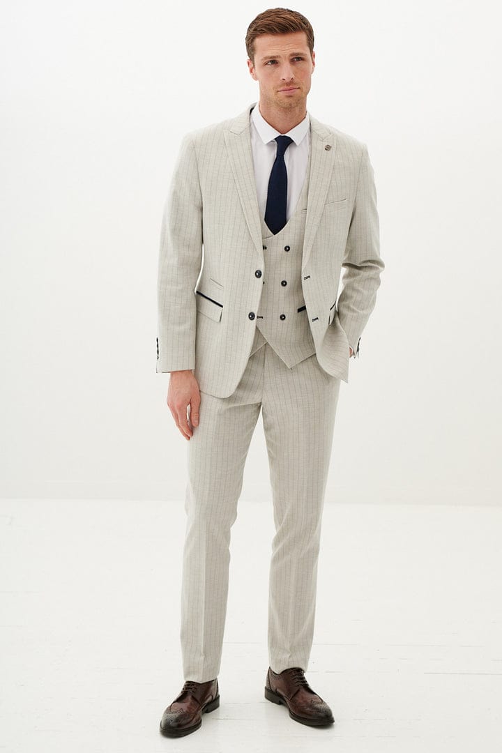 ceehuteey Men's 3 Pieces Fashion Formal vertical striped stylish multi-scene suit (Blazer+vest+Pants)