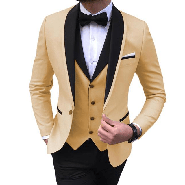 ceehuteey Men's 3 Pieces Fashion Shawl Lapel Tuxedos For Wedding Groomsmen(Blazer+vest+Pants)