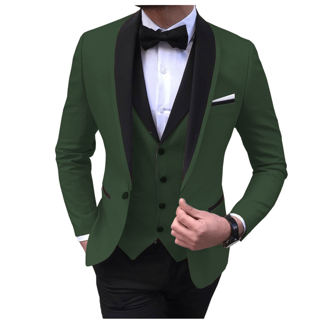 ceehuteey Men's 3 Pieces Fashion Shawl Lapel Tuxedos For Wedding Groomsmen(Blazer+vest+Pants)
