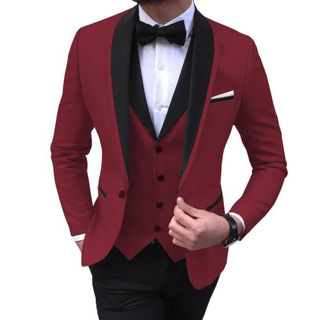 ceehuteey Men's 3 Pieces Fashion Shawl Lapel Tuxedos For Wedding Groomsmen(Blazer+vest+Pants)