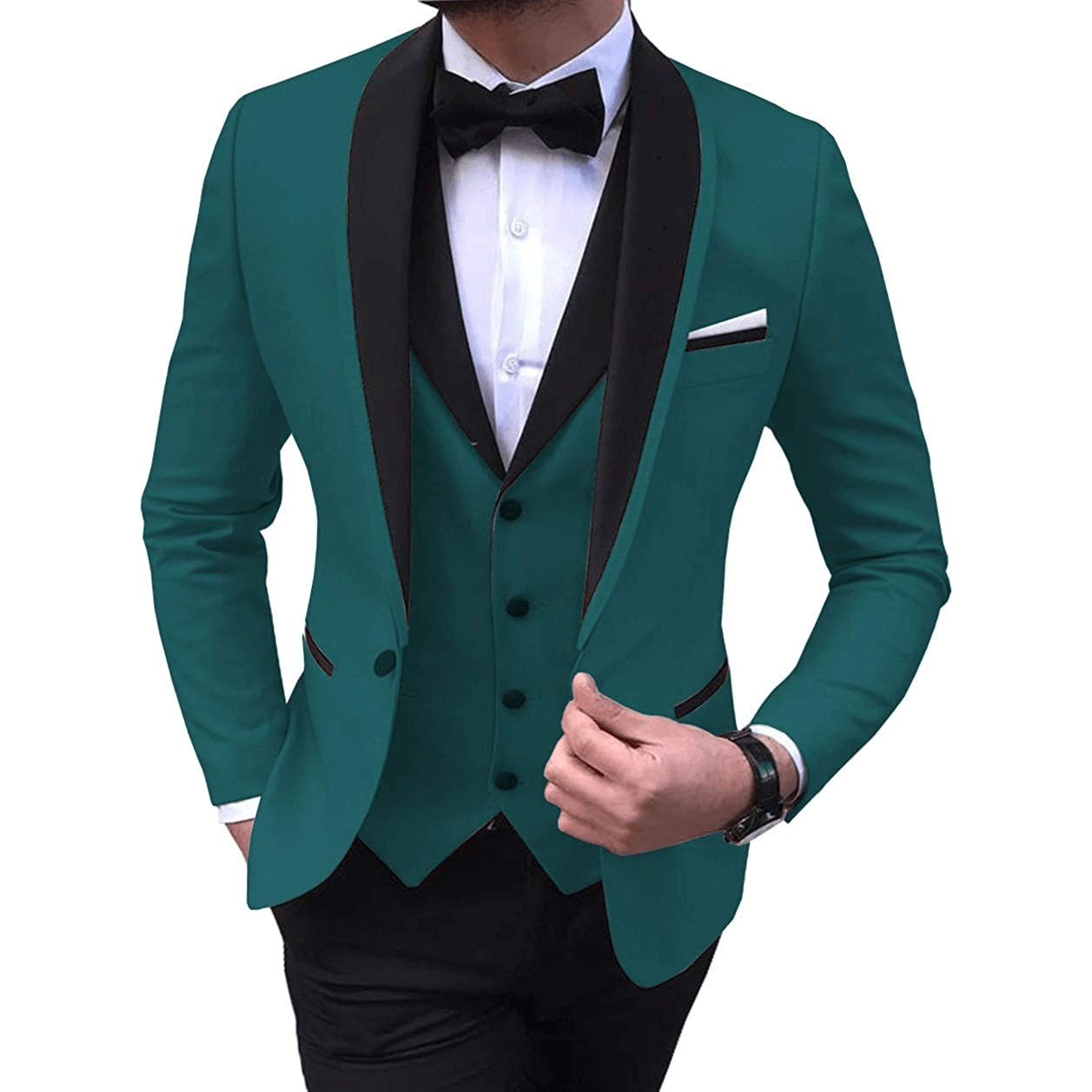 ceehuteey Men's 3 Pieces Fashion Shawl Lapel Tuxedos For Wedding Groomsmen(Blazer+vest+Pants)