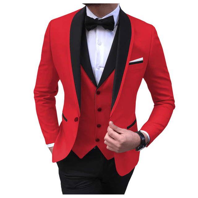 ceehuteey Men's 3 Pieces Fashion Shawl Lapel Tuxedos For Wedding Groomsmen(Blazer+vest+Pants)